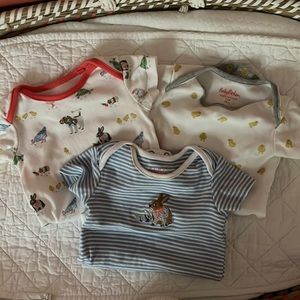 Baby Boden 3-6 months set of 3 pet friends organic bodysuits